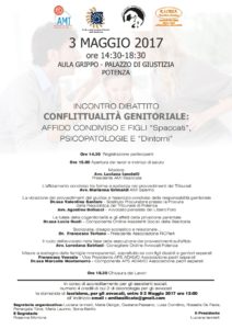 INCONTRO DIBATTITO CONFLITTUALITÀ GENITORIALE: AFFIDO CONDIVISO E FIGLI “Spaccati”, PSICOPATOLOGIE E “Dintorni” @ Palazzo di Giustizia - Aula Grippo | Potenza | Basilicata | Italia