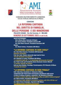 LA RIFORMA CARTABIA NEL DIRITTO DI FAMIGLIA, DELLE PERSONE E DEI MINORENNI @ Milano, Palazzo Cusano