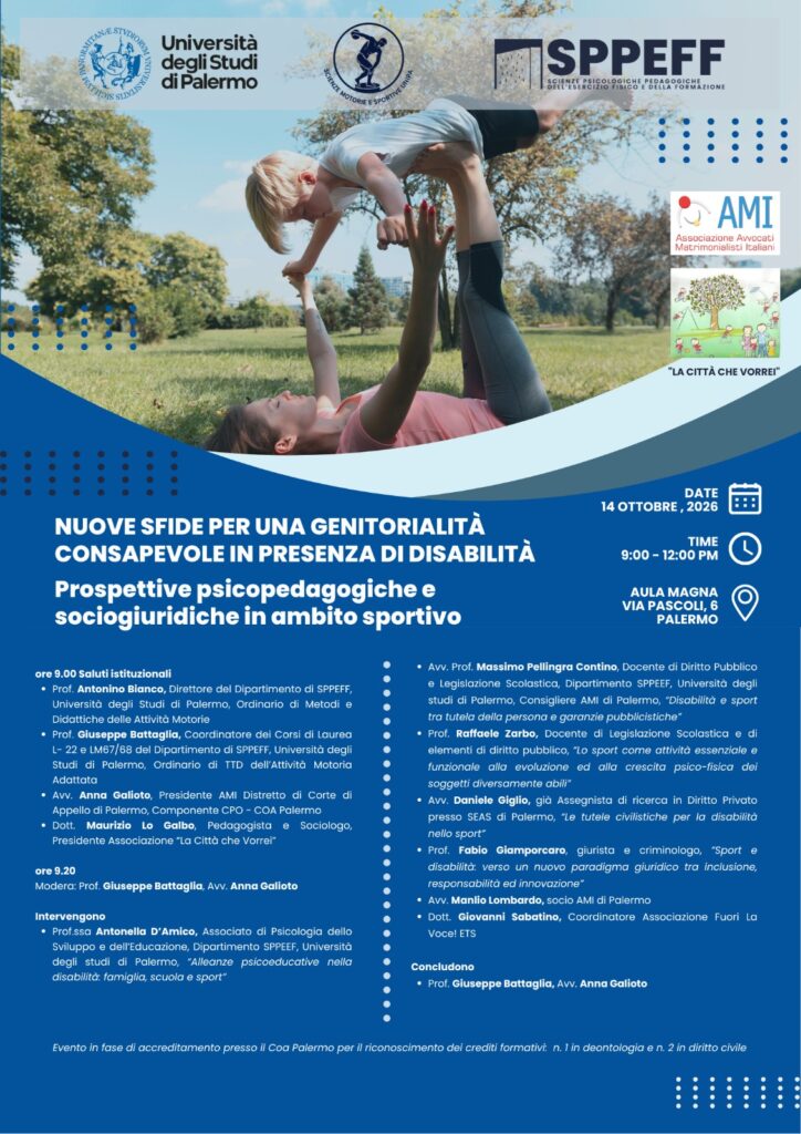 Nuove sfide per una genitorialità consapevole in presenza di disabilità @ Palermo, aula magno, via Pascoli 9